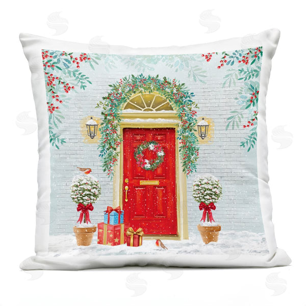 Stupell Industries Jane Sunner | Holiday Doorway Snowy Gifts Printed Throw Pillow