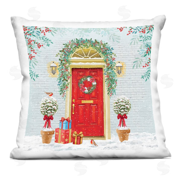 stupell industries Jane Sunner | Holiday Doorway Snowy Gifts Printed Throw Pillow