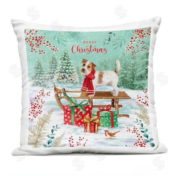 Stupell Industries Jane Sunner | Merry Christmas Dog Sled Printed Throw Pillow