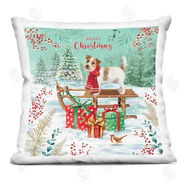 stupell industries Jane Sunner | Merry Christmas Dog Sled Printed Throw Pillow