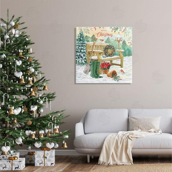 Stupell Industries Jane Sunner | Merry Christmas Winter Bench Wall Art