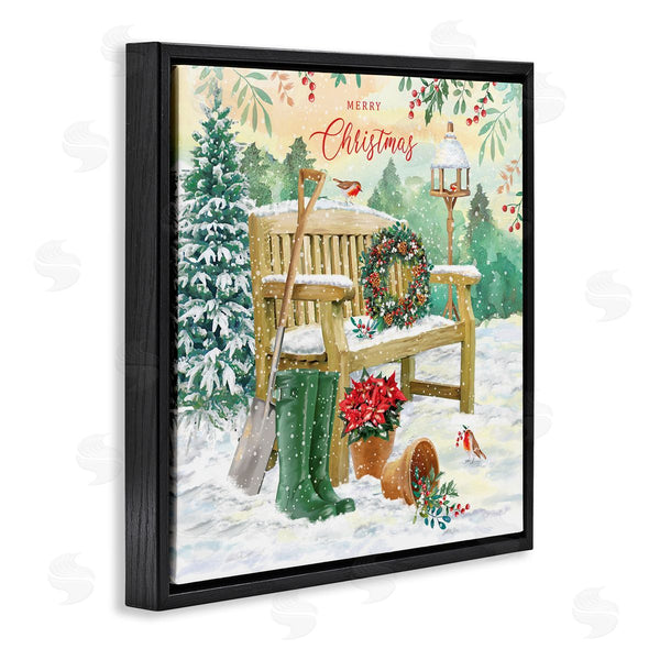 Stupell Industries Jane Sunner | Merry Christmas Winter Bench Wall Art