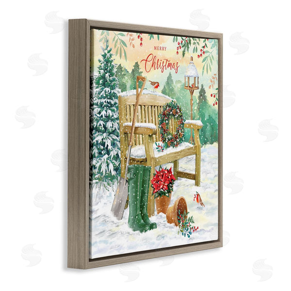 Stupell Industries Jane Sunner | Merry Christmas Winter Bench Wall Art