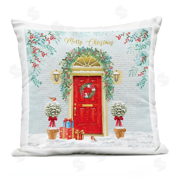 Stupell Industries Jane Sunner | Merry Christmas Winter Doorway Printed Throw Pillow