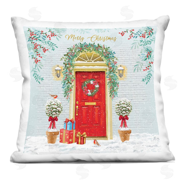 stupell industries Jane Sunner | Merry Christmas Winter Doorway Printed Throw Pillow