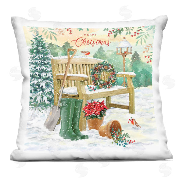 stupell industries Jane Sunner | Merry Christmas Winter Garden Scene Printed Throw Pillow