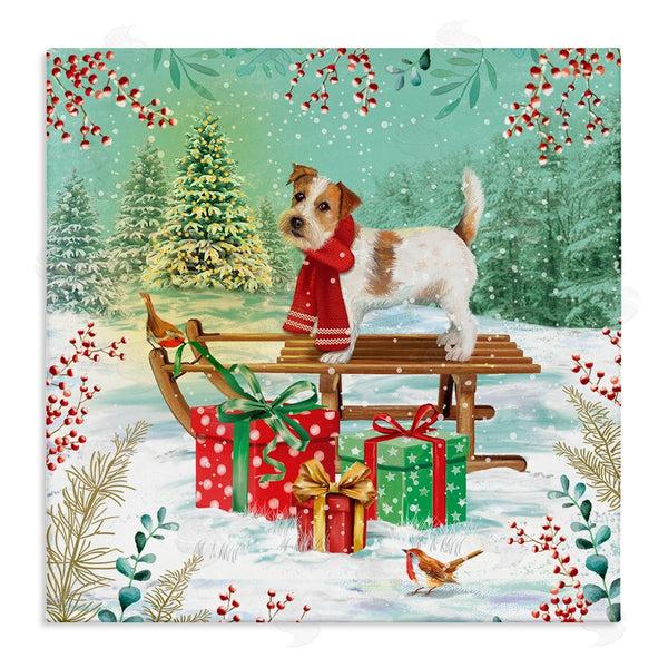 stupell industries Jane Sunner | Puppy On Sled Christmas Gifts Wall Art