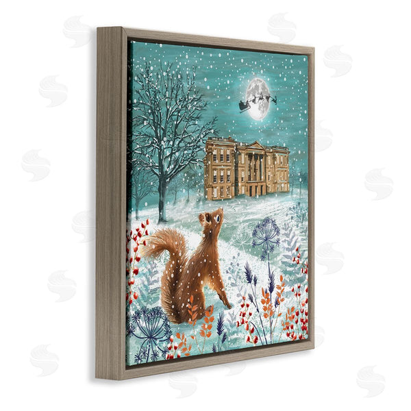 Stupell Industries Jane Sunner | Squirrel Watching Santa Claus Wall Art