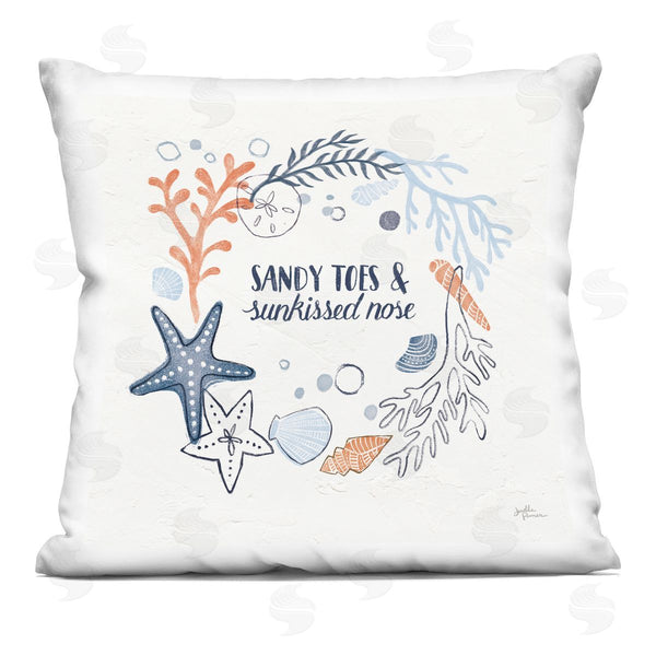 stupell industries Janelle Penner | Beach Lover Phrase Starfish Coral Border Printed Throw Pillow