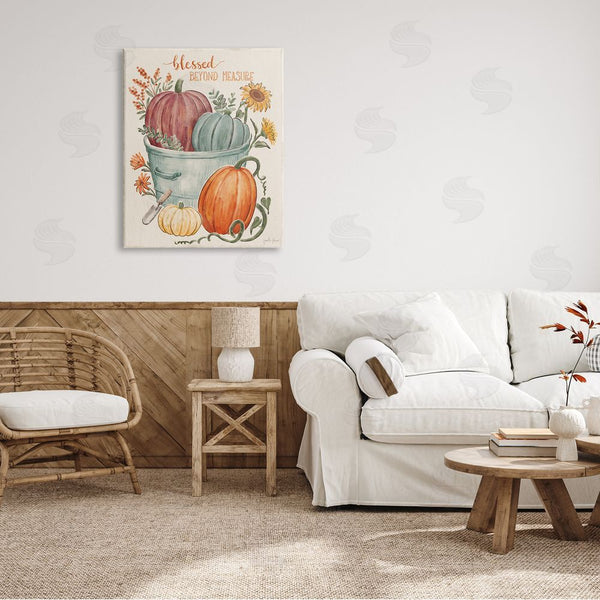Stupell Industries Janelle Penner | Blessed Beyond Measure Phrase Autumn Pumpkin Tin Wall Art