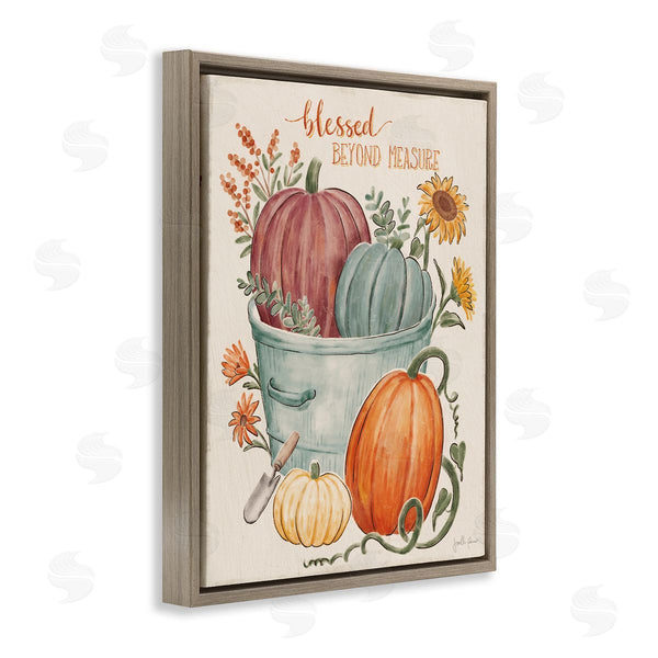 Stupell Industries Janelle Penner | Blessed Beyond Measure Phrase Autumn Pumpkin Tin Wall Art