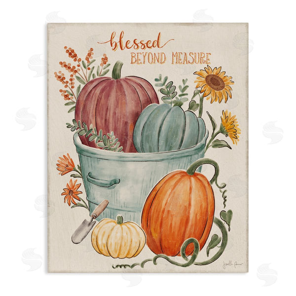 stupell industries Janelle Penner | Blessed Beyond Measure Phrase Autumn Pumpkin Tin Wall Art