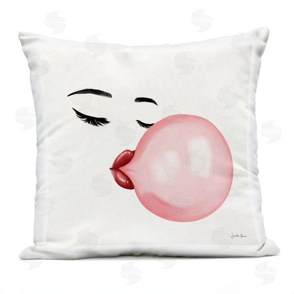Stupell Industries Janelle Penner | Blowing Bubble Bold Lips Printed Throw Pillow