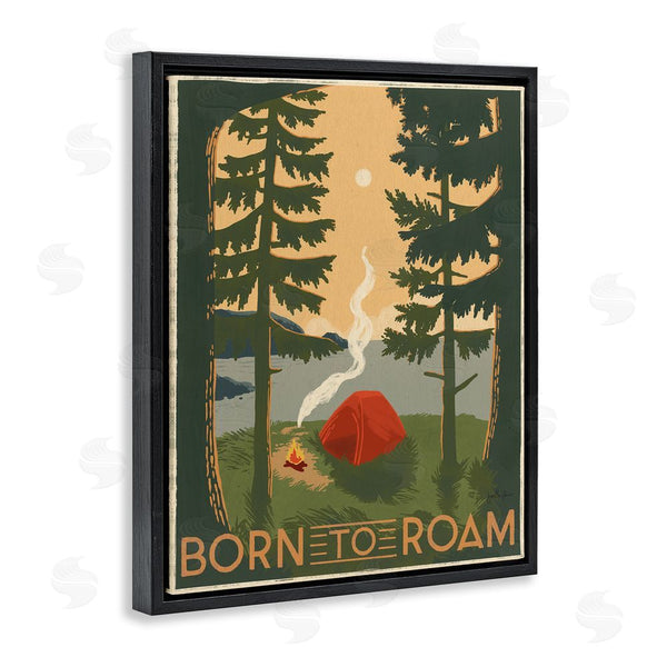 Stupell Industries Janelle Penner | Born To Roam Phrase Rustic Forest Camping Tent Wall Art