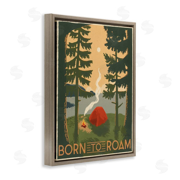 Stupell Industries Janelle Penner | Born To Roam Phrase Rustic Forest Camping Tent Wall Art