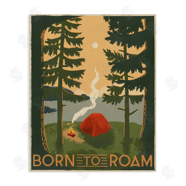 stupell industries Janelle Penner | Born to Roam Phrase Rustic Forest Camping Tent Wall Art