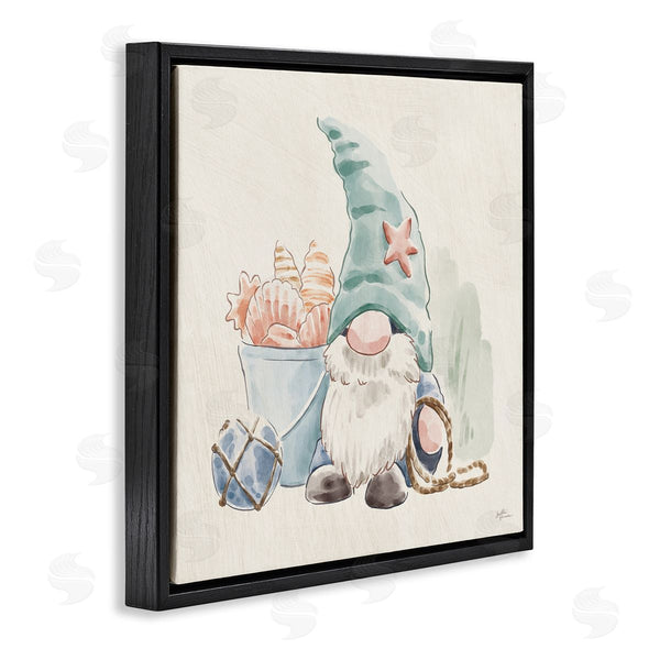 Stupell Industries Janelle Penner | Fishing Gnome Summertime Starfish Watercolor Illustration Wall Art