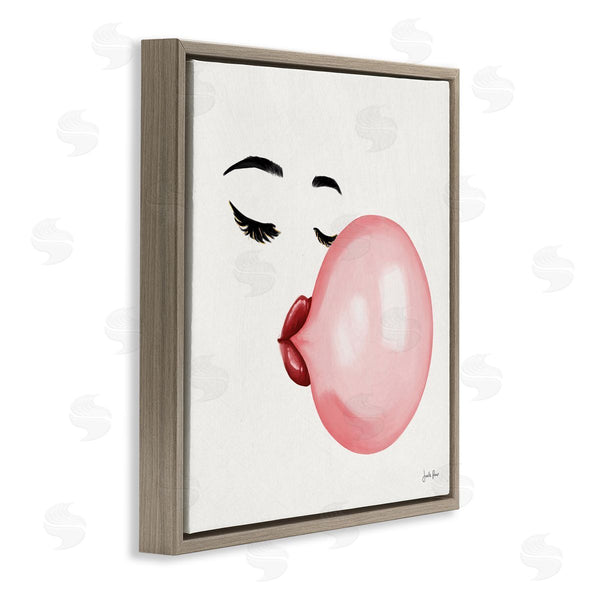 Stupell Industries Janelle Penner | Glamorous Face Blowing Bubble Gum Bold Lips Wall Art