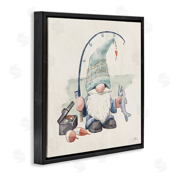 Stupell Industries Janelle Penner | Gnome Fishing Pole Summer Watercolor Beach Theme Wall Art