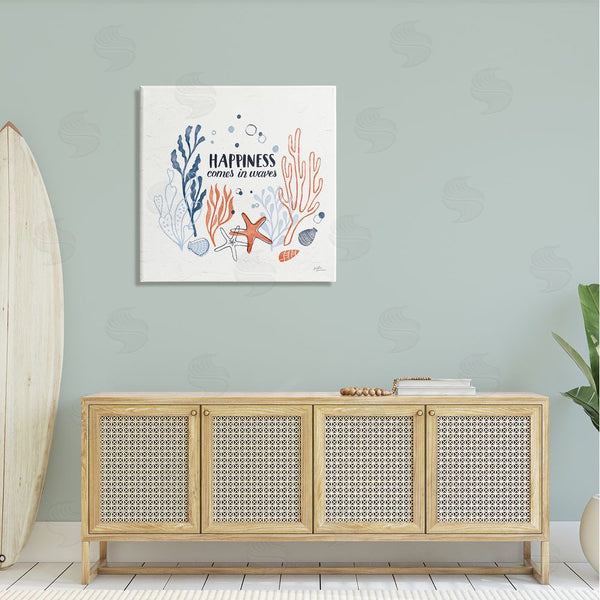 Stupell Industries Janelle Penner | Happiness Comes In Waves Sea Life Wall Art