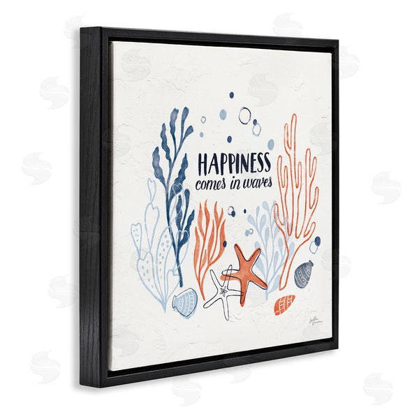 Stupell Industries Janelle Penner | Happiness Comes In Waves Sea Life Wall Art