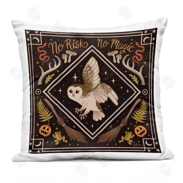 Stupell Industries Janelle Penner | No Risks Or Magic Owl Printed Throw Pillow