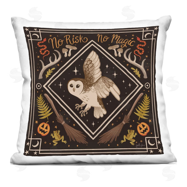 stupell industries Janelle Penner | No Risks or Magic Owl Printed Throw Pillow