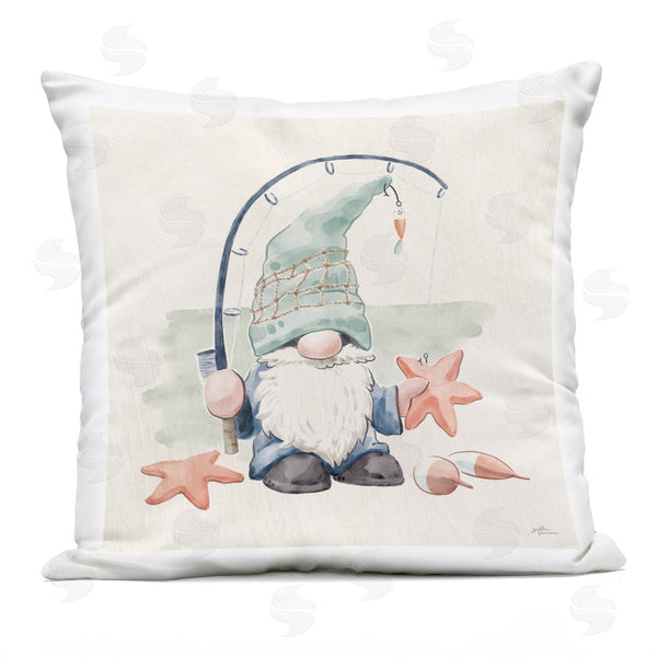 Stupell Industries Janelle Penner | Summer Beach Fishing Gnome Holding Starfish Printed Throw Pillow