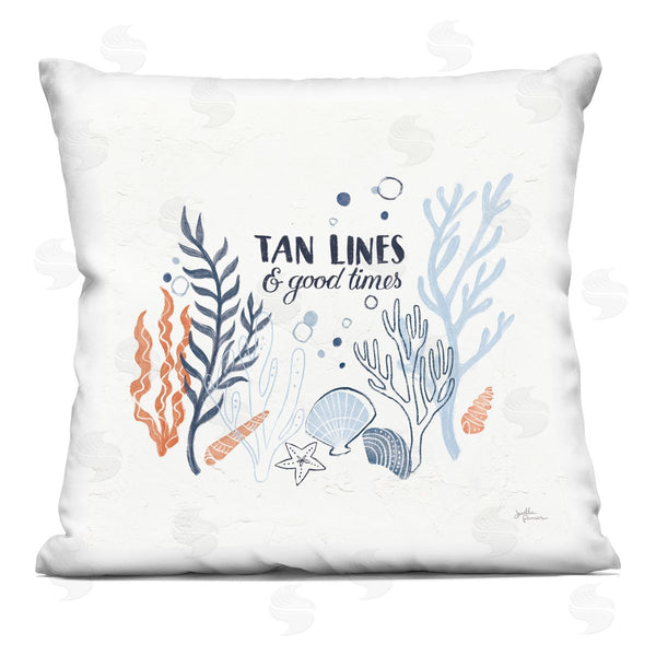 stupell industries Janelle Penner | Tan Lines Beach Quote Various Seashells Printed Throw Pillow
