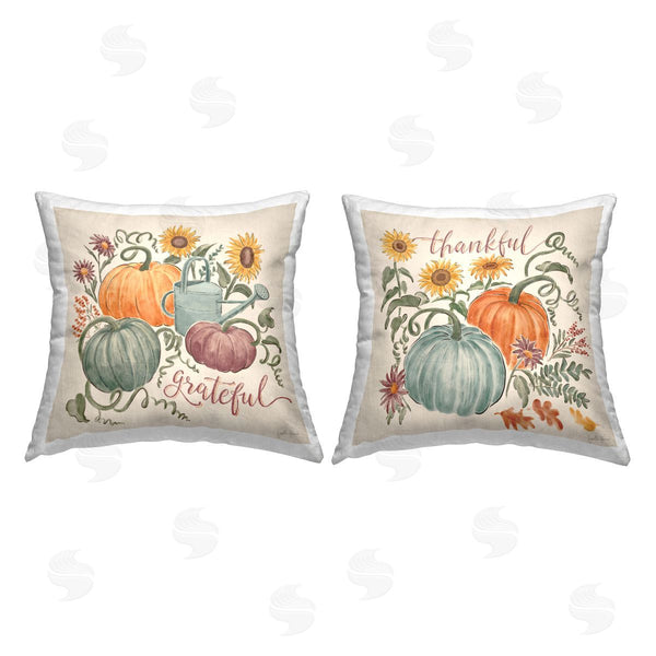 stupell industries Janelle Penner | Thankful & Grateful Plants Printed Throw Pillow Set