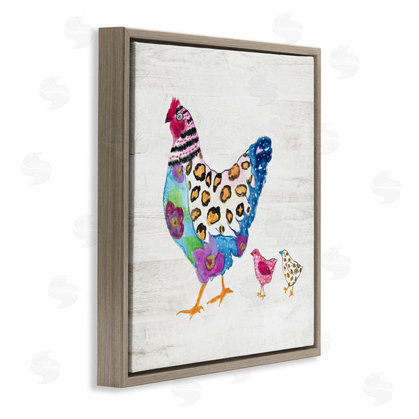 Stupell Industries Janet Tava | Abstract Chicken Walk Whimsical Patterned Farm Animal Wall Art