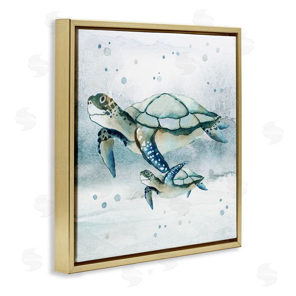 Stupell Industries Janet Tava | Baby Sea Turtle Bubbles