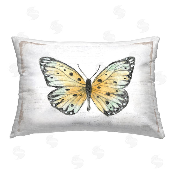 stupell industries Janet Tava | Beautiful Butterfly on White Printed Throw Pillow