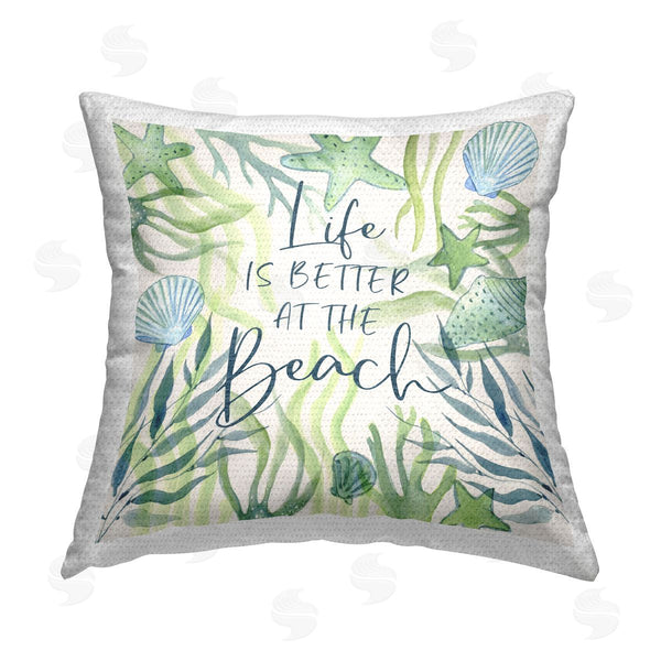 Stupell Industries Janet Tava | Better At Beach Phrase Printed Throw Pillow