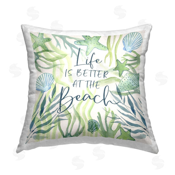 stupell industries Janet Tava | Better At Beach Phrase Printed Throw Pillow