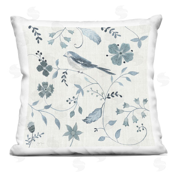 stupell industries Janet Tava | Bird with Patterned Botanicals Printed Throw Pillow