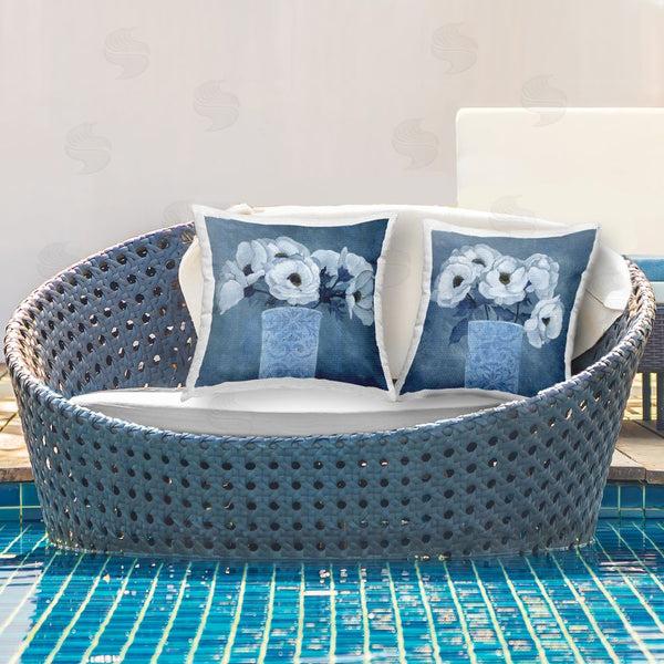 Stupell Industries Janet Tava | Blue And White Poppies Printed Throw Pillow Set