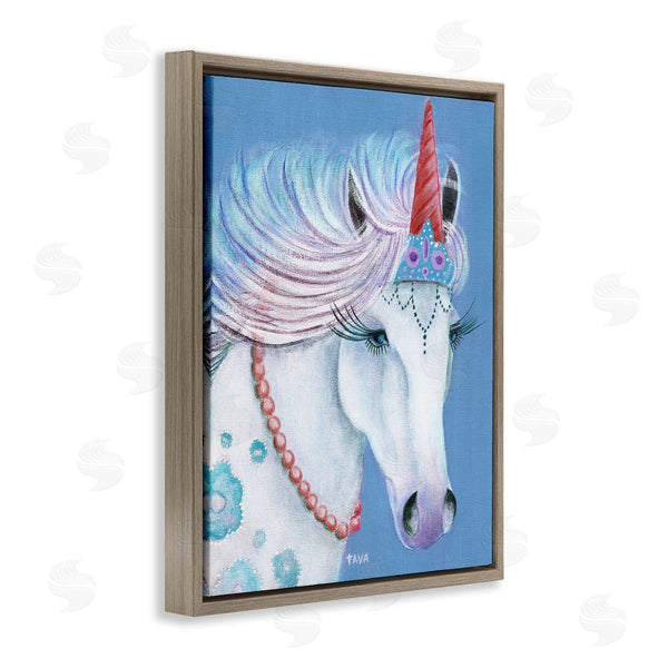 Stupell Industries Janet Tava | Blue Floral Unicorn Portrait With Princess Crown Wall Art