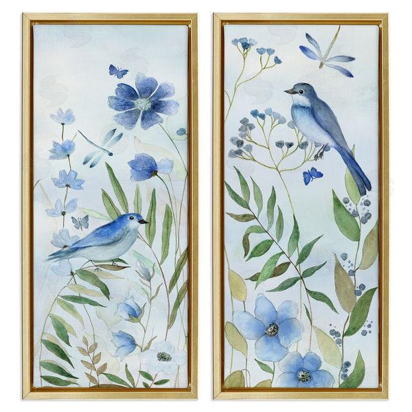 Stupell Industries Janet Tava | Blue Hued Flowers & Birds