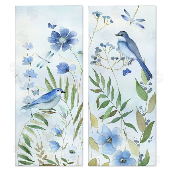 stupell industries Janet Tava | Blue Hued Flowers & Birds