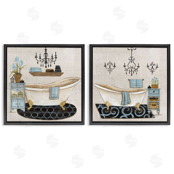 Stupell Industries Janet Tava | Blue Relaxation Bathroom