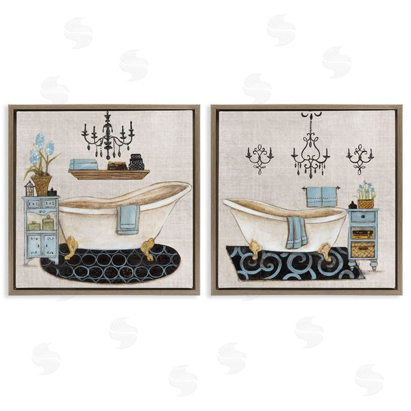 Stupell Industries Janet Tava | Blue Relaxation Bathroom