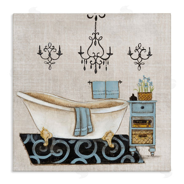 stupell industries Janet Tava | Blue Relaxation Bathtub