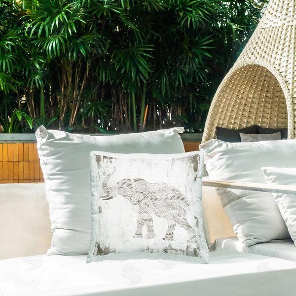 Stupell Industries Janet Tava | Boho Stripes Elephant Printed Throw Pillow