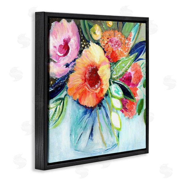 Stupell Industries Janet Tava | Bold Flower Bloom Bouquet Blue Orange Pink Arrangement Wall Art