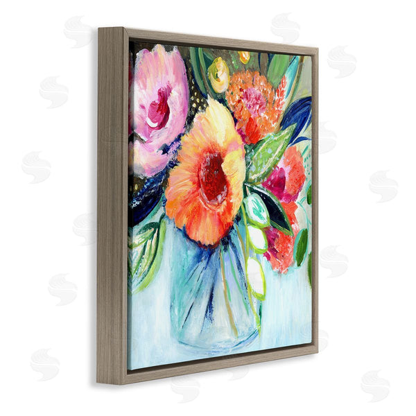 Stupell Industries Janet Tava | Bold Flower Bloom Bouquet Blue Orange Pink Arrangement Wall Art