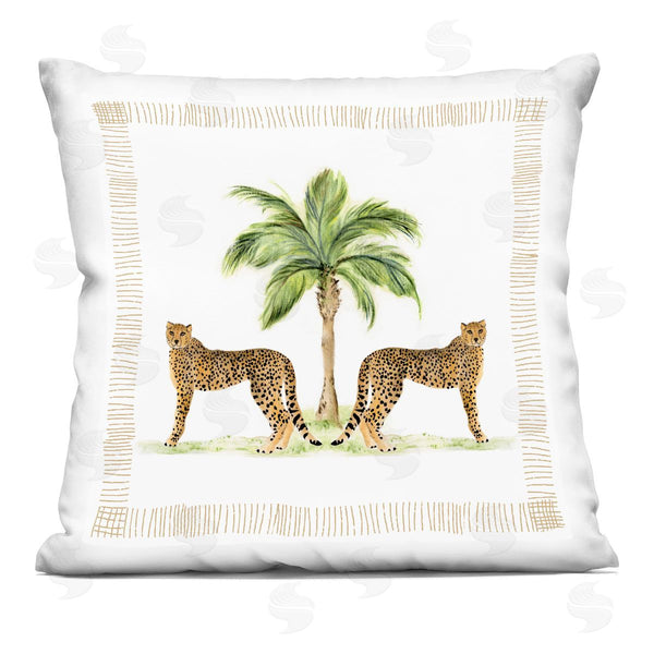 stupell industries Janet Tava | Cheetah Duo & Palm Tree Printed Throw Pillow