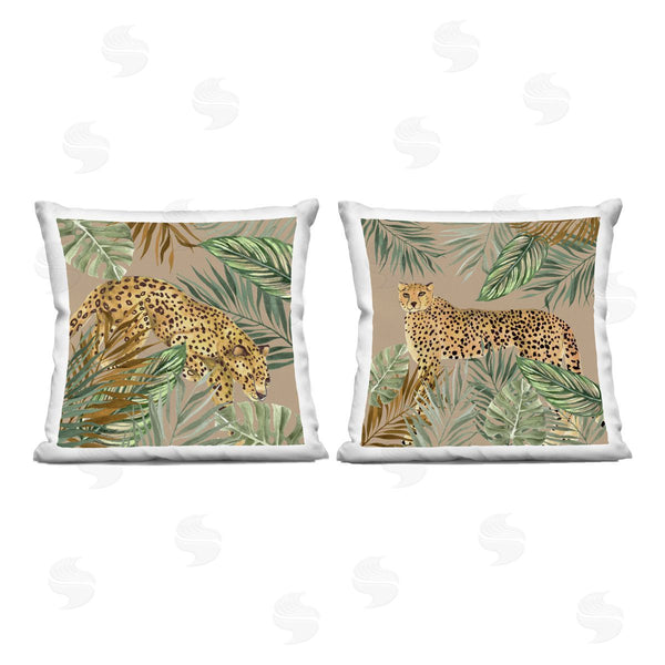 stupell industries Janet Tava | Cheetahs Prowling Through Palms Printed Throw Pillow Set