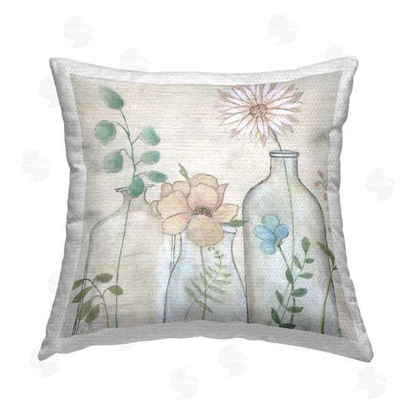 Stupell Industries Janet Tava | Country Botanicals Floral Vases Printed Throw Pillow