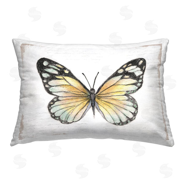stupell industries Janet Tava | Country Butterfly on White Printed Throw Pillow